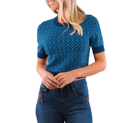 Michael Kors Logo Jacquard Cropped Sweater In Blue