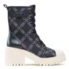 Michael Kors Logo Jacquard Hanley Combat Boots In Blue
