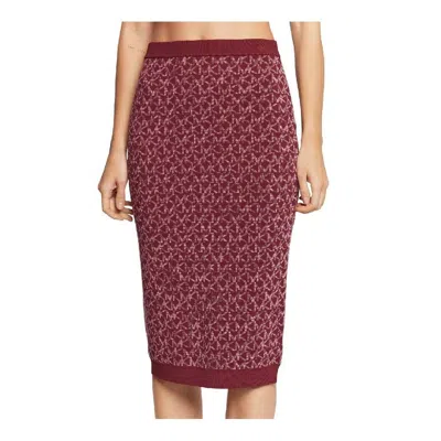 Michael Kors Logo Jacquard High-waisted Skirt In Red