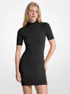 Michael Kors Logo Jacquard Knit Mock Neck Dress In Black