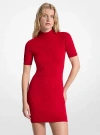 Michael Kors Logo Jacquard Knit Mock Neck Dress In Red