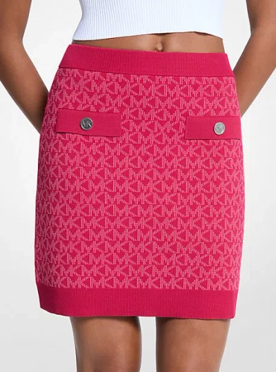 Michael Kors Logo Jacquard Knit Skirt In Red