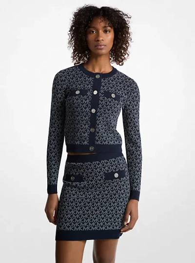 Michael Kors Logo Jacquard Knit Skirt In Blue
