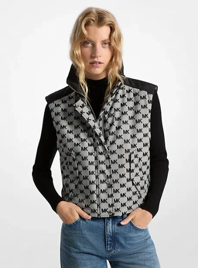 Michael Kors Logo Jacquard Puffer Vest In Black