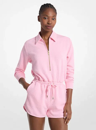 Michael Kors Logo Jacquard Romper In Pink