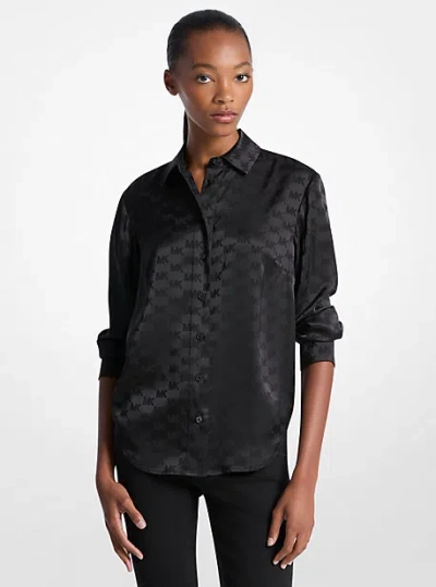 Michael Kors Logo Jacquard Satin Shirt In Black