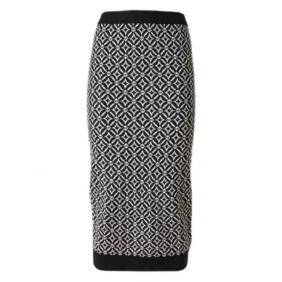 Michael Kors Logo Jacquard Stretch Knit Pencil Skirt In Black