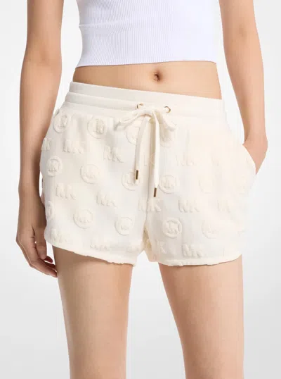 Michael Kors Logo Jacquard Terry Shorts In Neutral