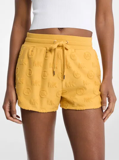 Michael Kors Logo Jacquard Terry Shorts In Yellow