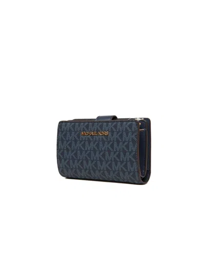 Michael Kors Logo Jacquard Wallet In Navy