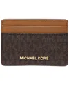 Michael Kors Jet Set Monogram Card Holder In Brown