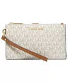 Michael Kors Logo Jet Set Large Double-zip Wristlet In Vanilla In White In White