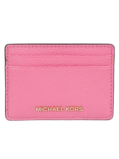 Michael Kors Logo Lettering Jet Set Cardholder In Pink