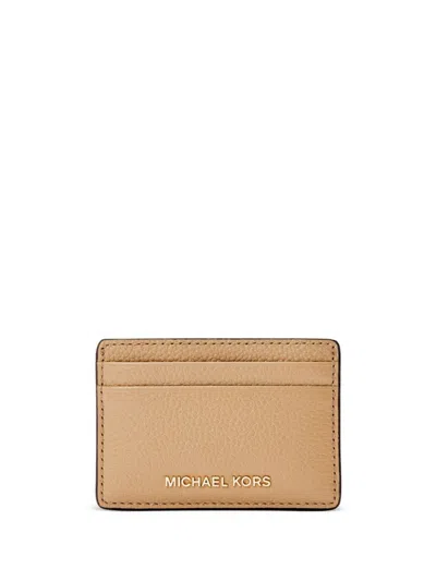 Michael Kors Logo-lettering Leather Card Holder In 中性色