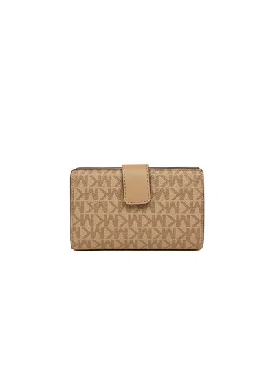 Michael Kors Logo Monogram Bi-fold Wallet In Camel