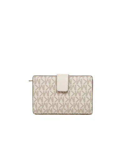 Michael Kors Logo Monogram Bi-fold Wallet In Neutral