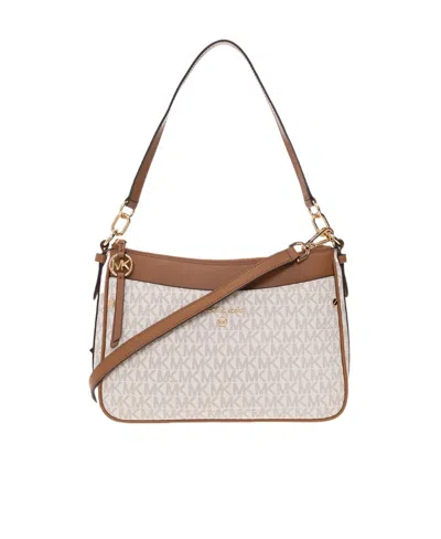 Michael Kors Logo-monogram Shoulder Bag In White
