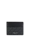 Michael Kors Small Wallet With Logo Print And Stitching In Black