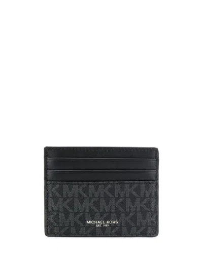 Michael Kors Hudson Logo-jacquard Cardholder In Black