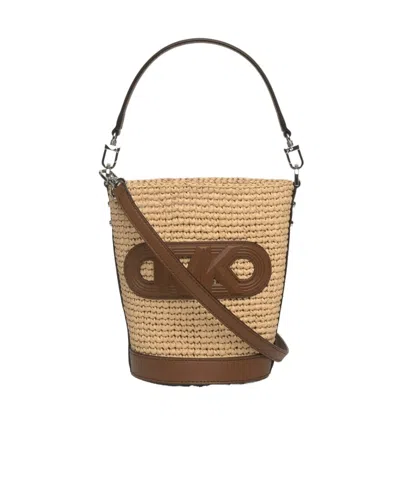 Michael Kors Logo-patch Bucket Bag In Nude