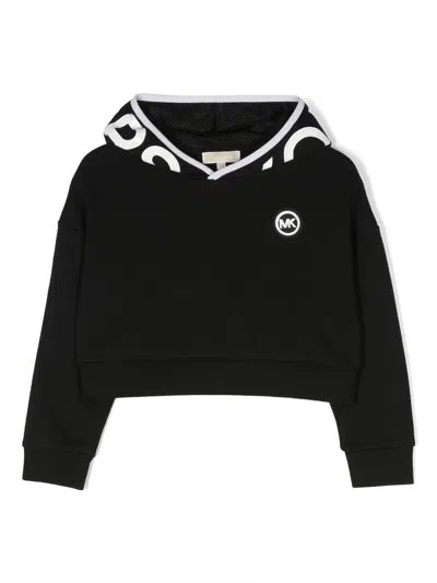 Michael Kors Kids' Logo-patch Cotton Hoodie In Black