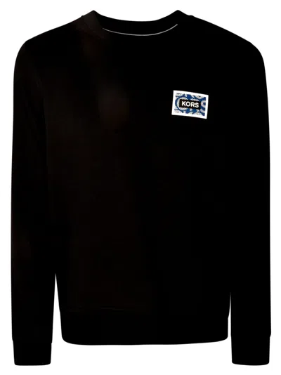 Michael Kors Logo Patched Ribbed Sweatshirt In Black