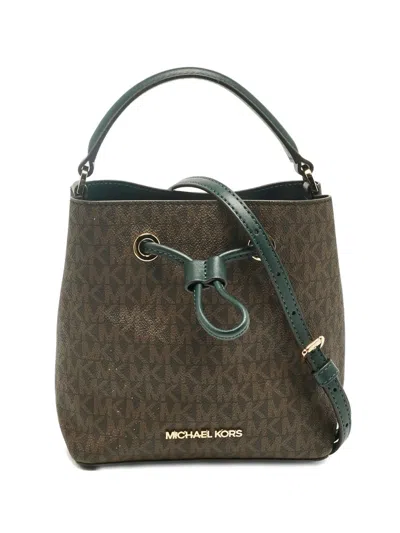 Pre-owned Michael Kors Logo-pattern Bucket Bag In Brown