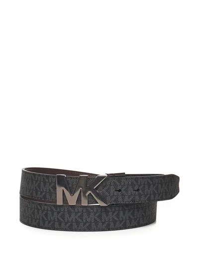 Michael Kors Logo-pattern Buckle Belt In Black