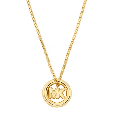 Michael Kors Logo Pendant Necklace In Gold