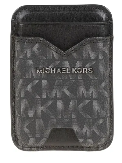 Michael Kors Logo Phone Card Holder Wallet In Black