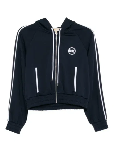 Michael Kors Logo-pique Zipped Hoodie In Blue