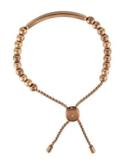 Pre-owned Michael Kors Logo Plaque Adjustable Bead Bracelet, 8.25" In Multi