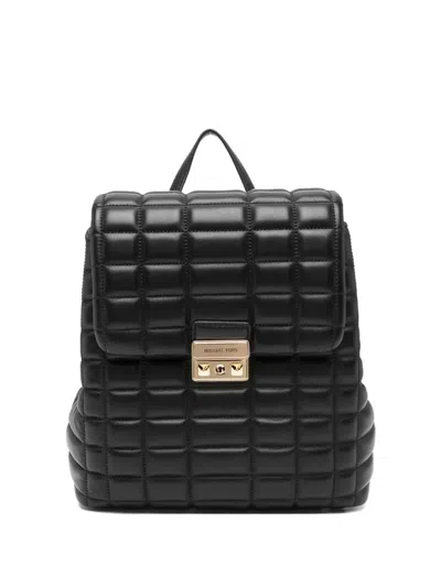 Michael Kors Logo-plaque Backpack In Black