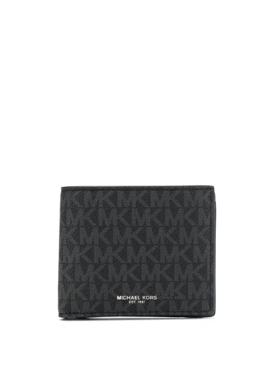 Michael Kors Logo Plaque Bi-fold Wallet In Black