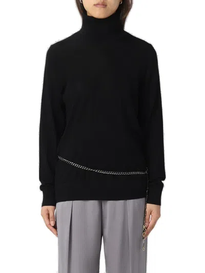 Michael Kors Logo Plaque Chained Long-sleeved Jumperr  In Black