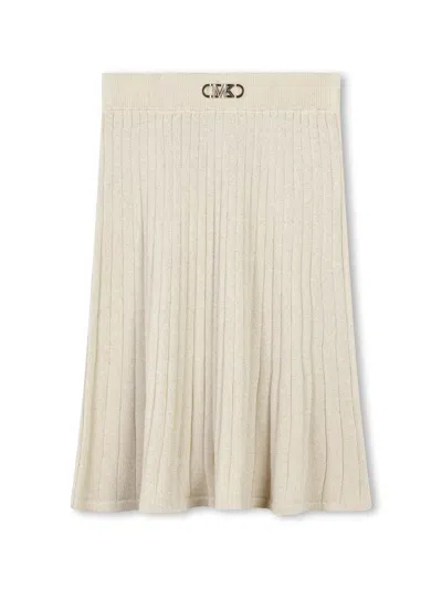Michael Kors Kids' Logo-plaque Cotton-blend Skirt In Neutrals