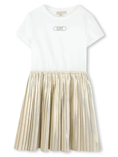 Michael Kors Kids' Logo-plaque Dress In Ecru
