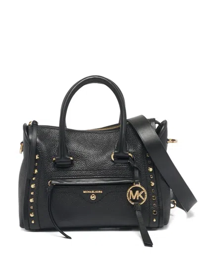 Pre-owned Michael Kors Logo-plaque Leather Tote Bag In Black