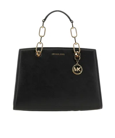 Michael Kors Logo-plaque Leather Tote Bag In Black