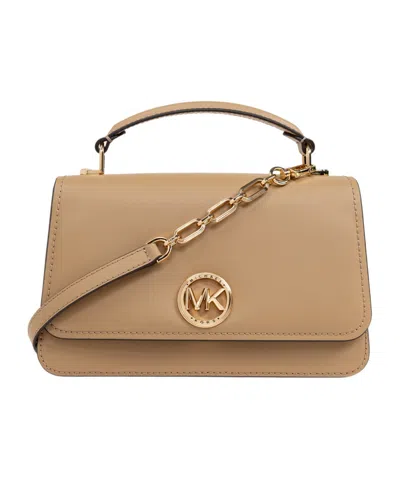 Michael Kors Logo-plaque Leather Tote Bag In Nude