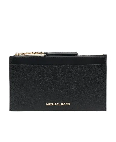 Michael Kors Logo-plaque Leather Wallet In Black