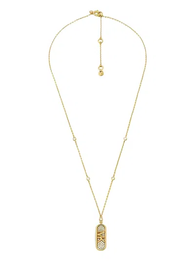 Michael Kors Logo-plaque Necklace In Gold