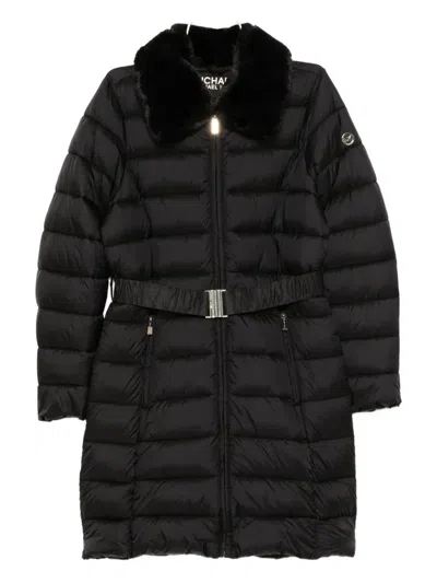 Michael Kors Logo-plaque Padded Coat In Black