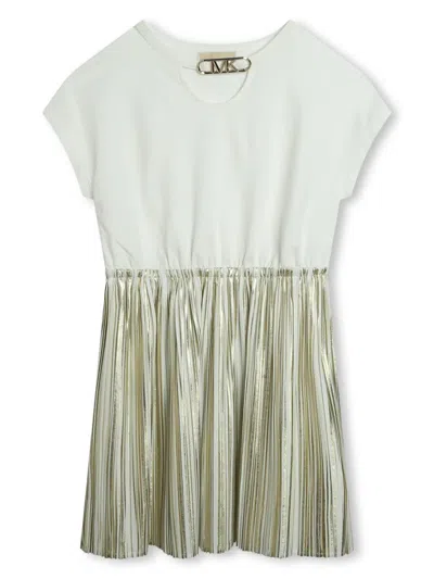 Michael Kors Kids' Logo-plaque Short-sleeve Minidress In White