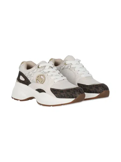 Michael Kors Kids' Logo-plaque Sneakers In Neutral