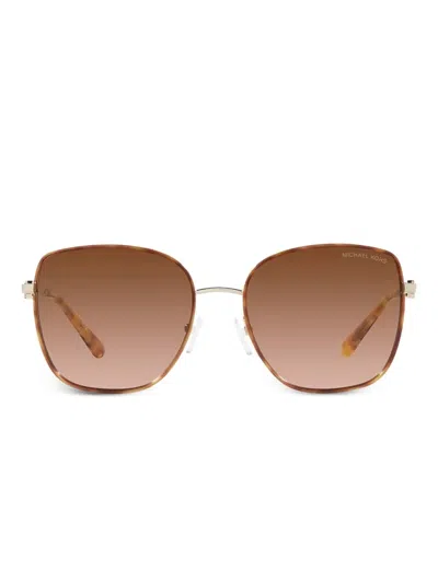 Michael Kors Logo-plaque Square-frame Sunglasses In Brown