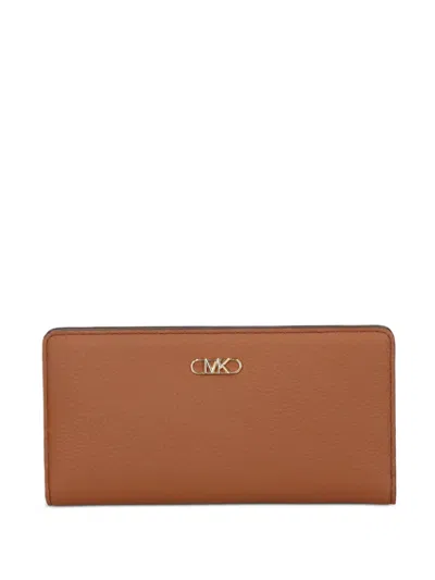 Michael Kors Logo-plaque Wallet In Brown