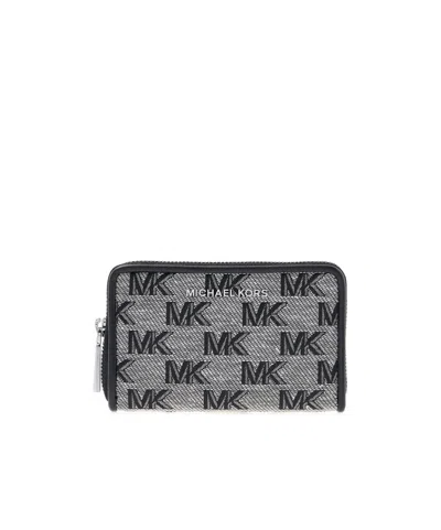 Michael Kors Logo-plaque Zip-fastening Wallet In Black