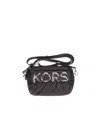 Michael Kors Michael Solid Color Leonie Camera Bag With Silver-tone Metal In Black
