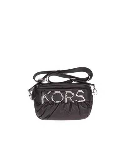 Michael Kors Michael Solid Color Leonie Camera Bag With Silver-tone Metal In Black